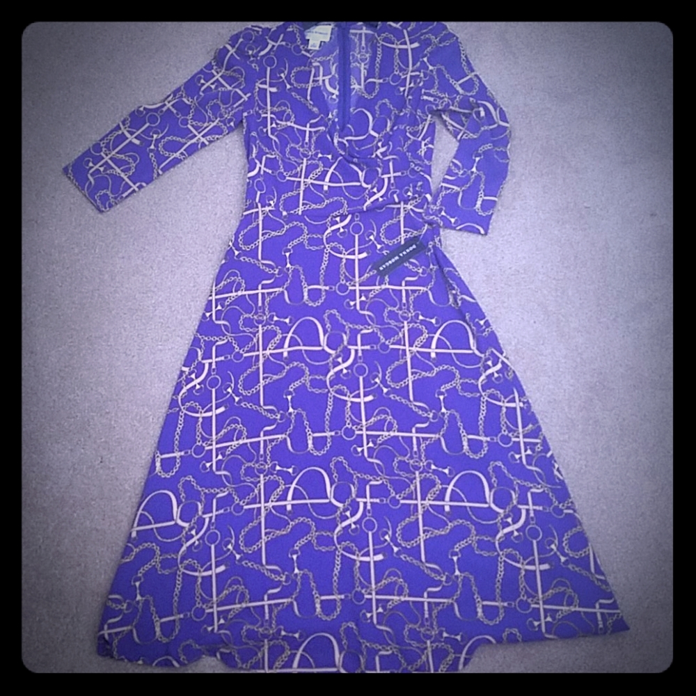 Donna Morgan purple A-line dress w 3/4 sleeves - Picture 1 of 4